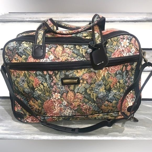 Verdi Vintage 90s Floral Tapestry Luggage matching set of 4 suit case vacation - Picture 8 of 15